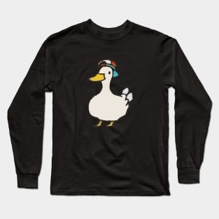 duck with cap , cool duck , handdrawn Long Sleeve T-Shirt